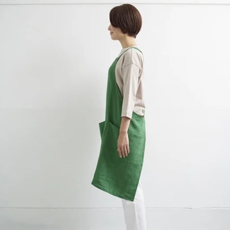 バッククロス リネンエプロン／グリーン | OLD1PLUS