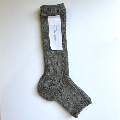 linen＆organic cotton rib sandal socks ダークグレー