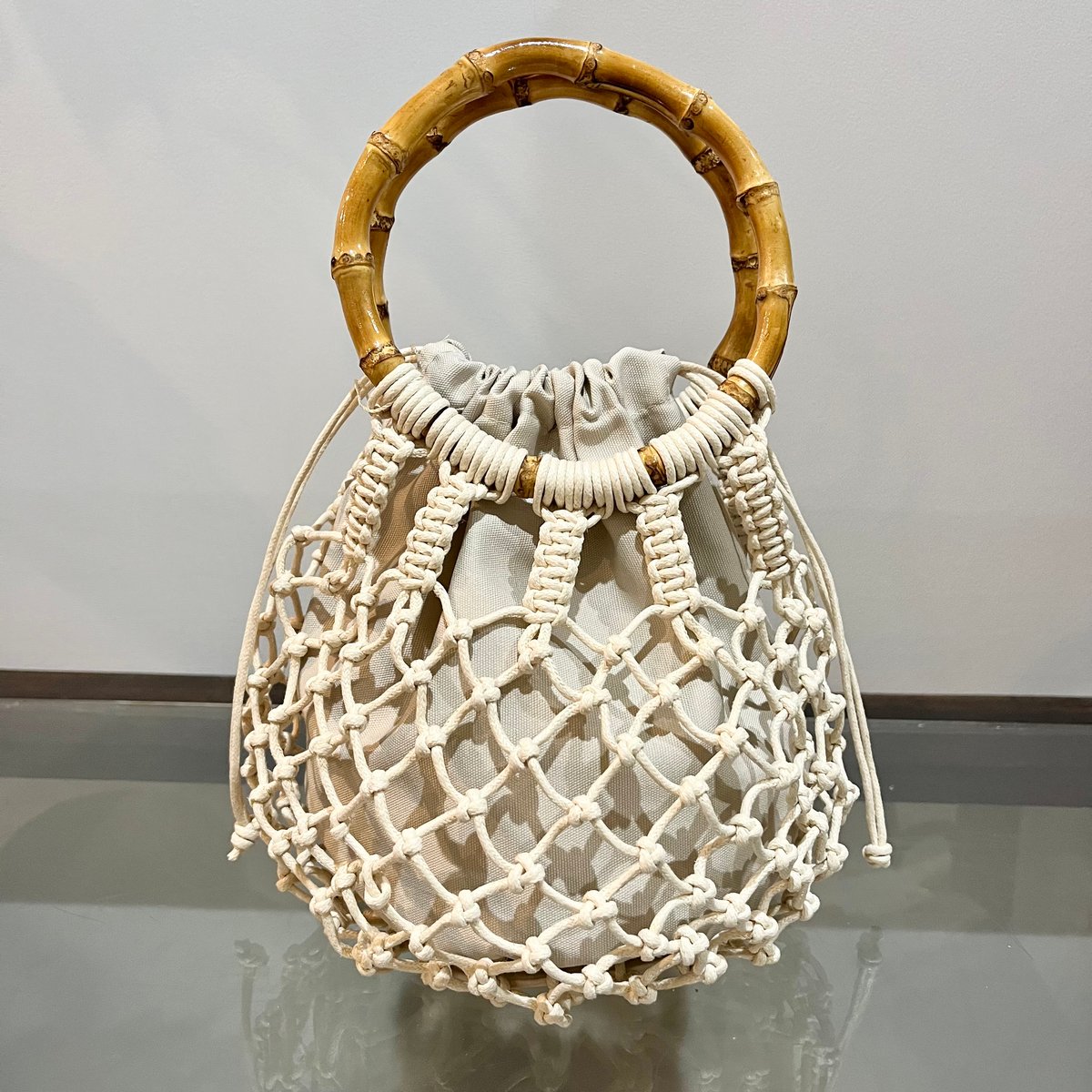 バンブー マクラメバッグ／NT(ナチュラル) | OLD1PLUS
