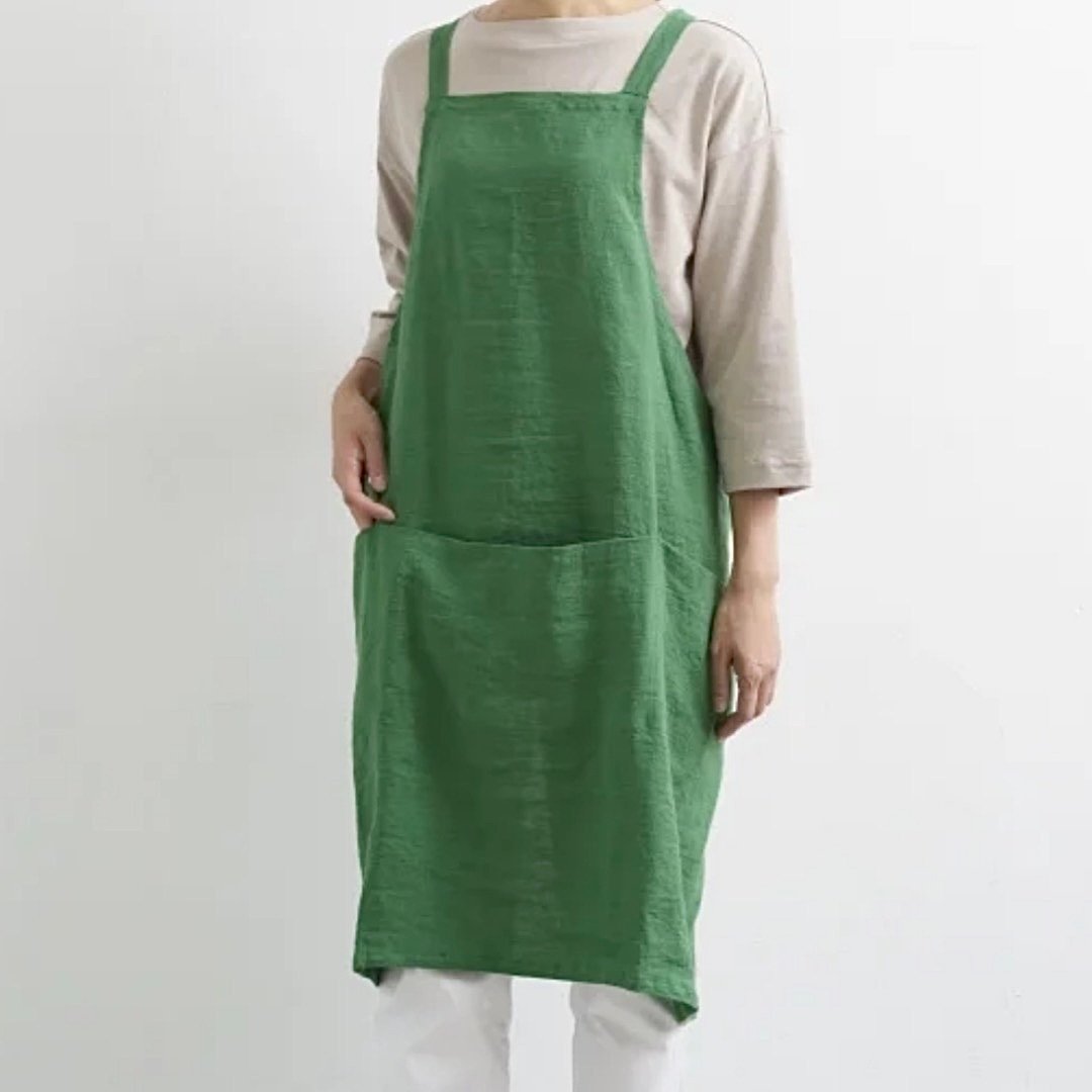 バッククロス リネンエプロン／グリーン | OLD1PLUS