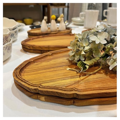 oval tray  wood  ( L )