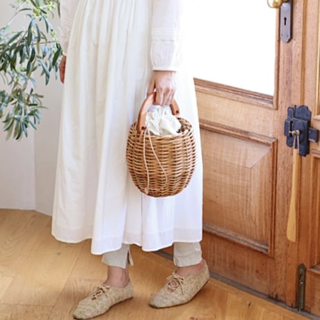 アラログ woodハンドル ラウンドバッグ 巾着付き