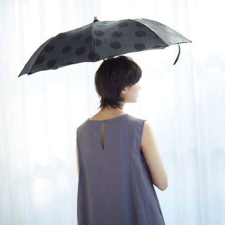 晴雨兼用 折り畳み傘 ジャガード ドット(ブラック)