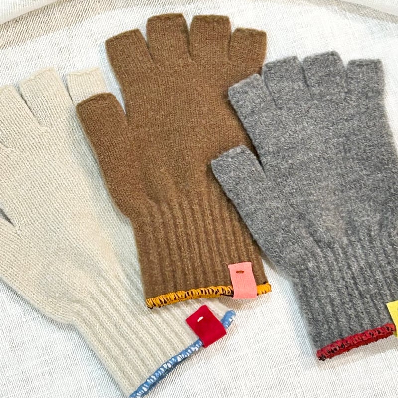 シュークリーム糸指出しニットグローブ／ブラウン | OLD1PLUS