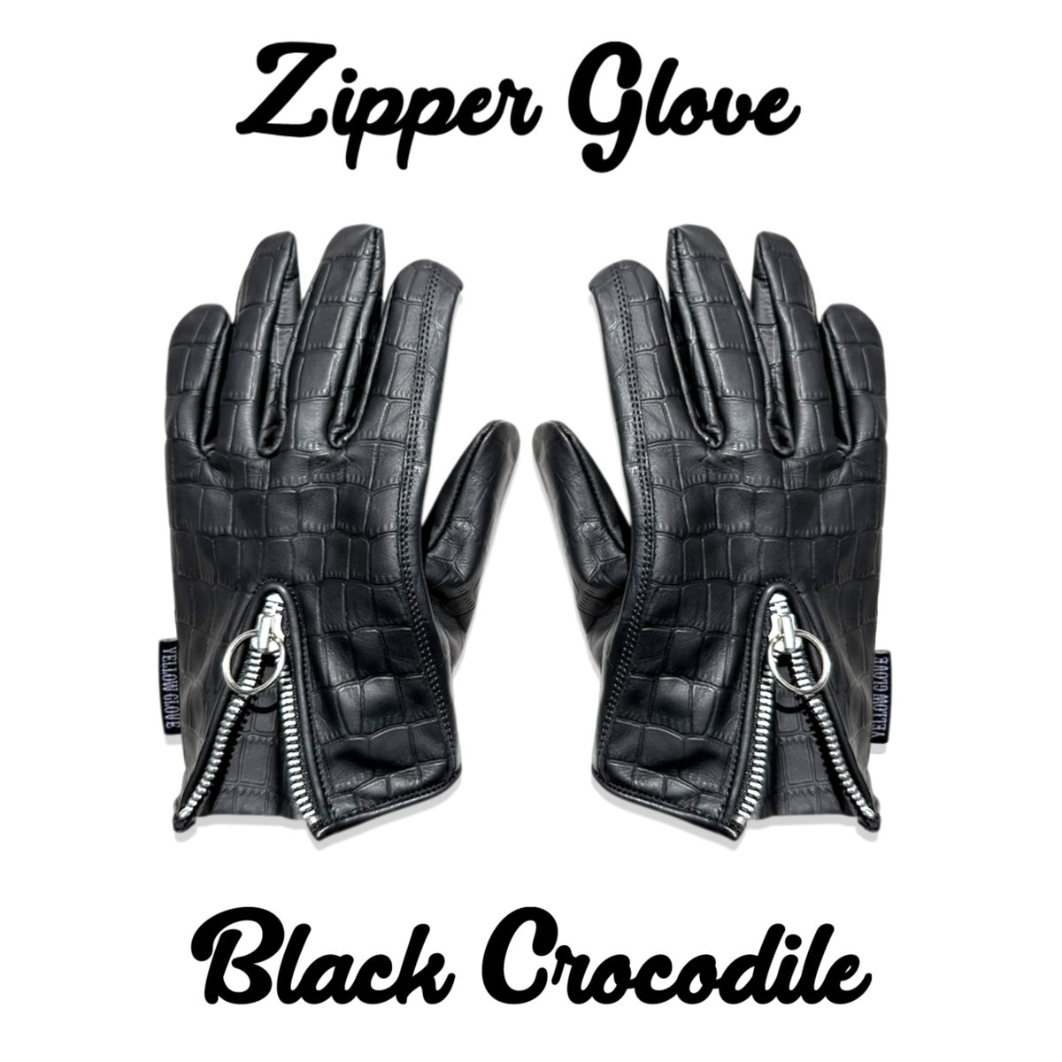 Tcイエローグローブ yellow_globe パンチングジッパー ZIPPER GLOVE / BLACK CROCODILE | Yellow Glove