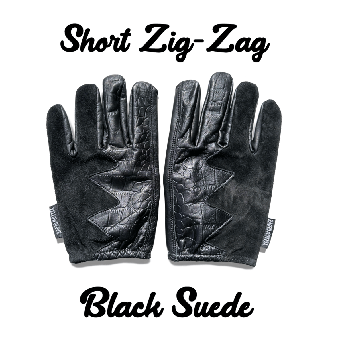 SHORT ZIGZAG / BLACK SUEDE | Yellow Glove