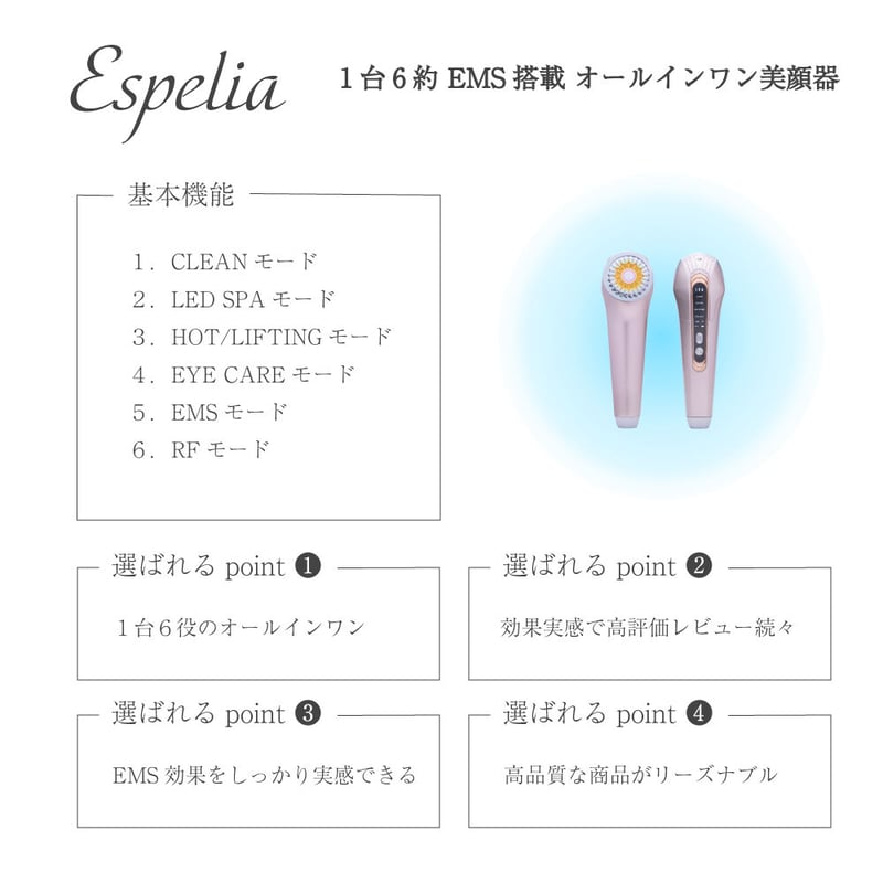 LOABI Espelia(エスペリア) 1台6役 EMSオールインワン美顔器 | LOABI... LOABI 美顔器 1台6役