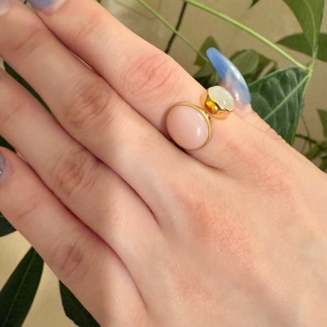 大人気❤︎愛と奇跡のリング❤︎The empress第三弾 ピンクオパール&レインボームーンストーンリング