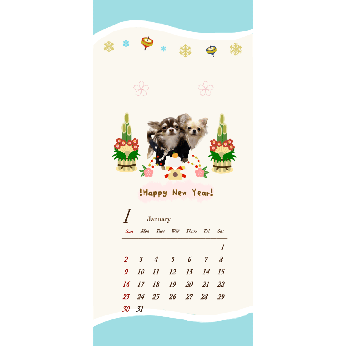 携帯30個まとめ売り お正月カレンダー | chouchou & priere 【オーダー用サンプル】お正月⑥