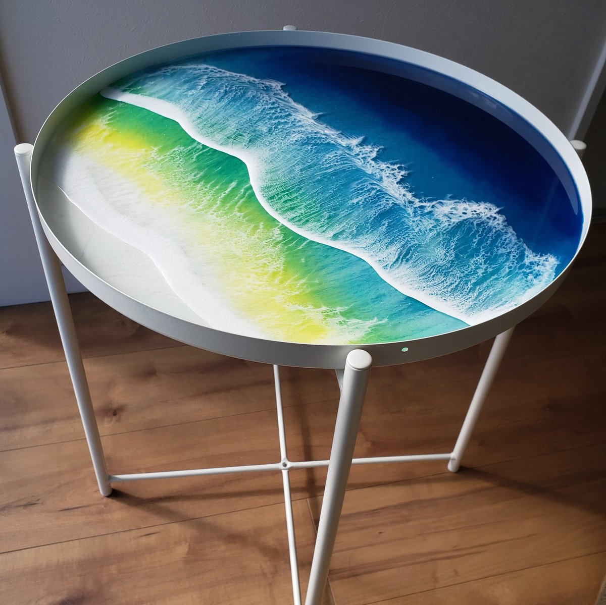 レジンアートテーブル 【Sea side table #2】 直径約44.5㎝×約 レジンアートテーブル 【Sea side table #2】 直径約44.5㎝×約