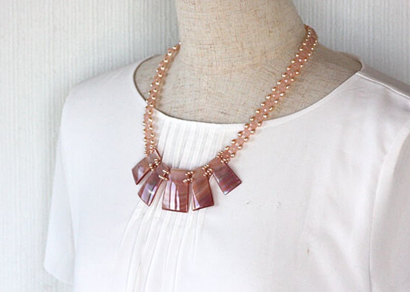 ピンクシェル・ネックレス NN-7 | 貝工房 かざはな