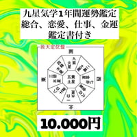 九星気学　一年間運勢占い鑑定書付き