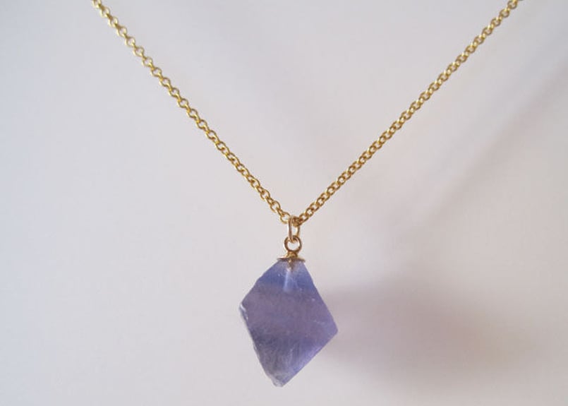 14kgf ブルー フローライト チャーム ネックレス ペンダント トップ ブルーフローライトの原石ネックレス/ New Mexico 14kgf | Pomme