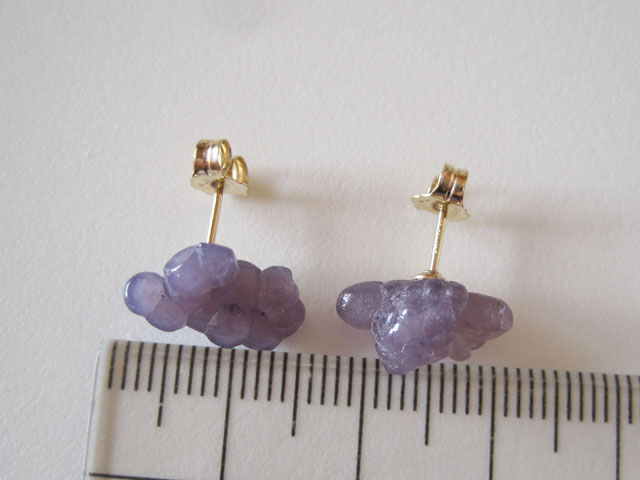 グレープカルセドニーのピアス /polish/Indonesia 14kgf | Pomme