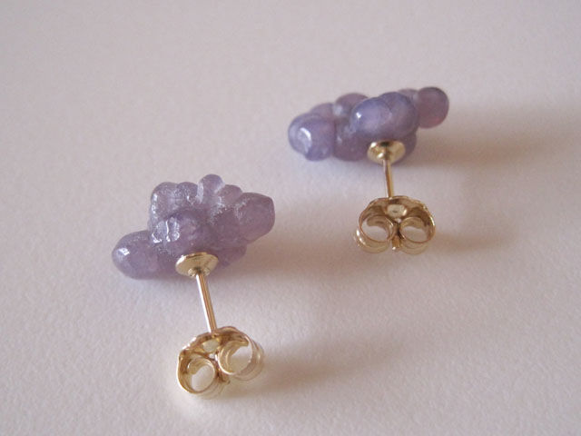 14kgf希少天然石グレープアゲートピアス 天然石☆極上ブルーオパライズ