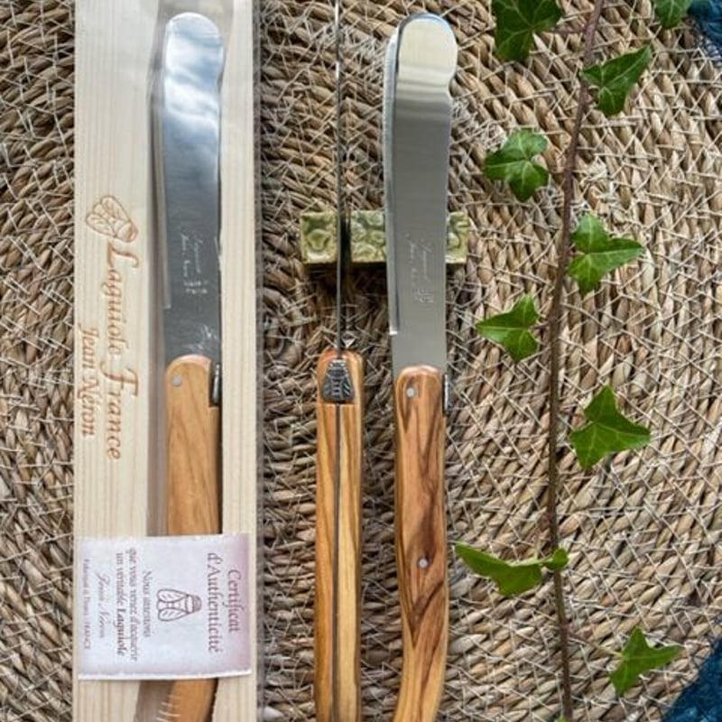 贈答用木箱付きオリーブ天然木Laguioleデザートナイフ多目的 贈答用木箱付きオリーブ天然木Laguioleデザートナイフ多目的
