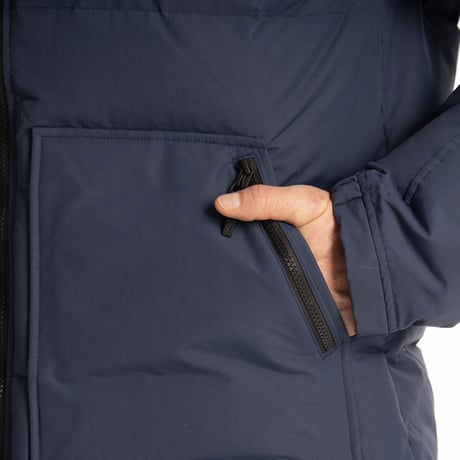 SAWTOOTH DOWN HOODED JACKET<DRESS BLUES - BLACK>