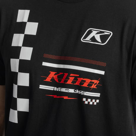 CHECKERED FLAG TRI-BLEND TEE<BLACK - WHITE>