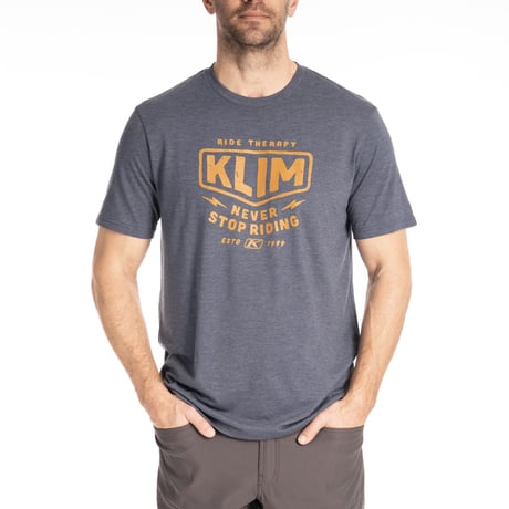 RIDE THERAPY TRI-BLEND TEE<NAVY FROST - GOLDEN BROWN>