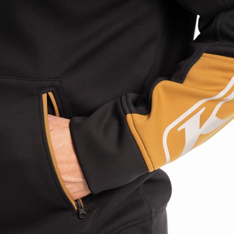 STEALTH HOODIE<BLACK - GOLDEN BROWN>