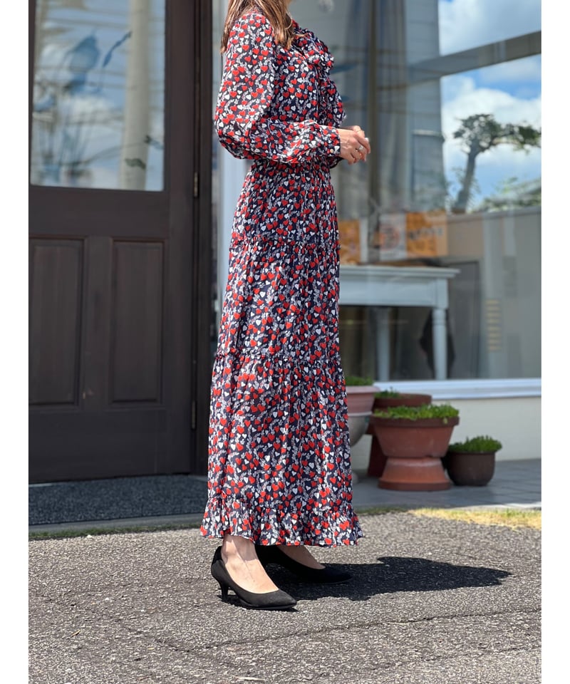ダブルスタンダードクロージング DSC ハート刺繍ブラウス　ボウタイ　ネイビー ダブルスタンダードクロージング DSC ハート刺繍ブラウス