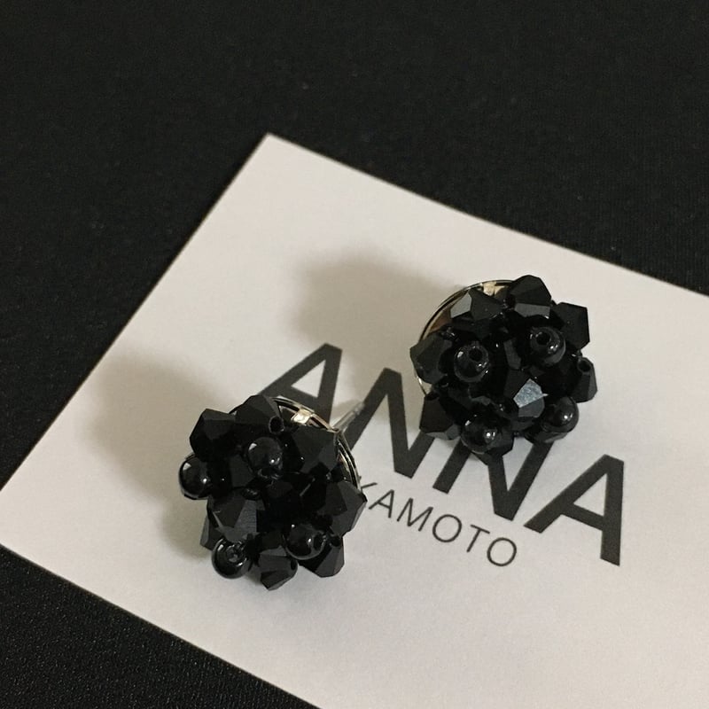 小粒クリスタルブラックパールピアス・イヤリング | ANNA SAKAMOTO