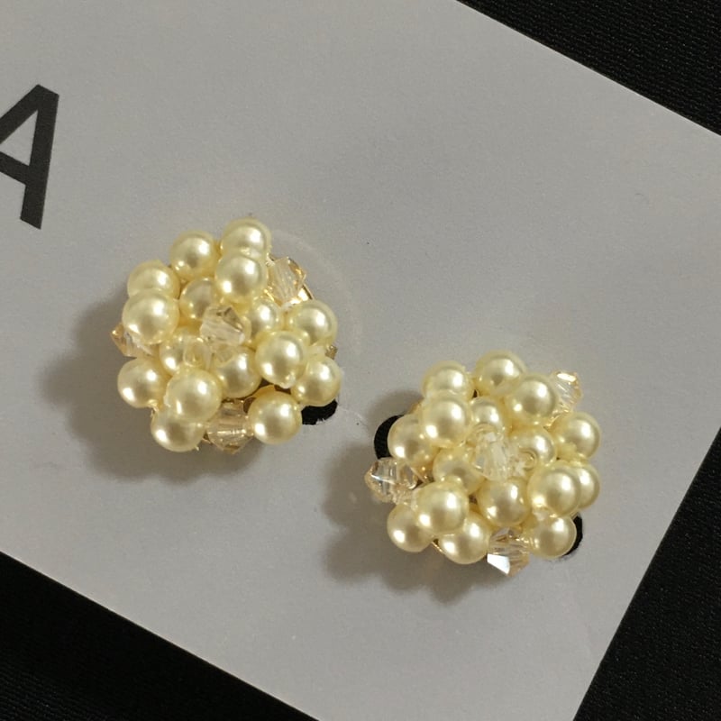 パール花モチーフイヤリング パール イヤリング ピアス 花 フラワー モチーフ 【7.5-8.0mm