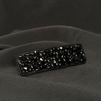 クリスタル刺繍バレッタ　大　ブラック①