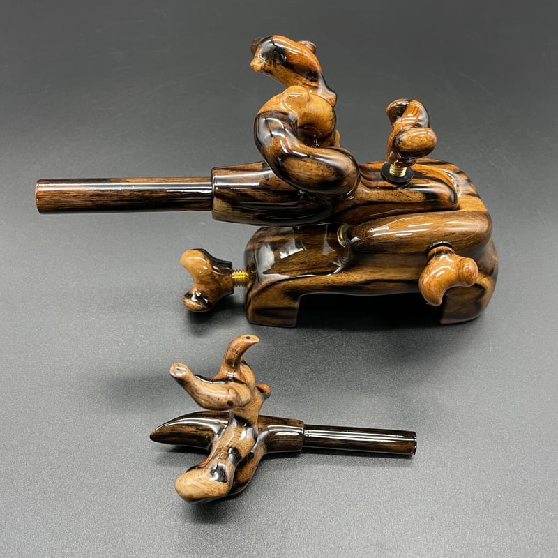 松村作 大砲万力 黒柿（縞）（中） | 長谷部釣具店