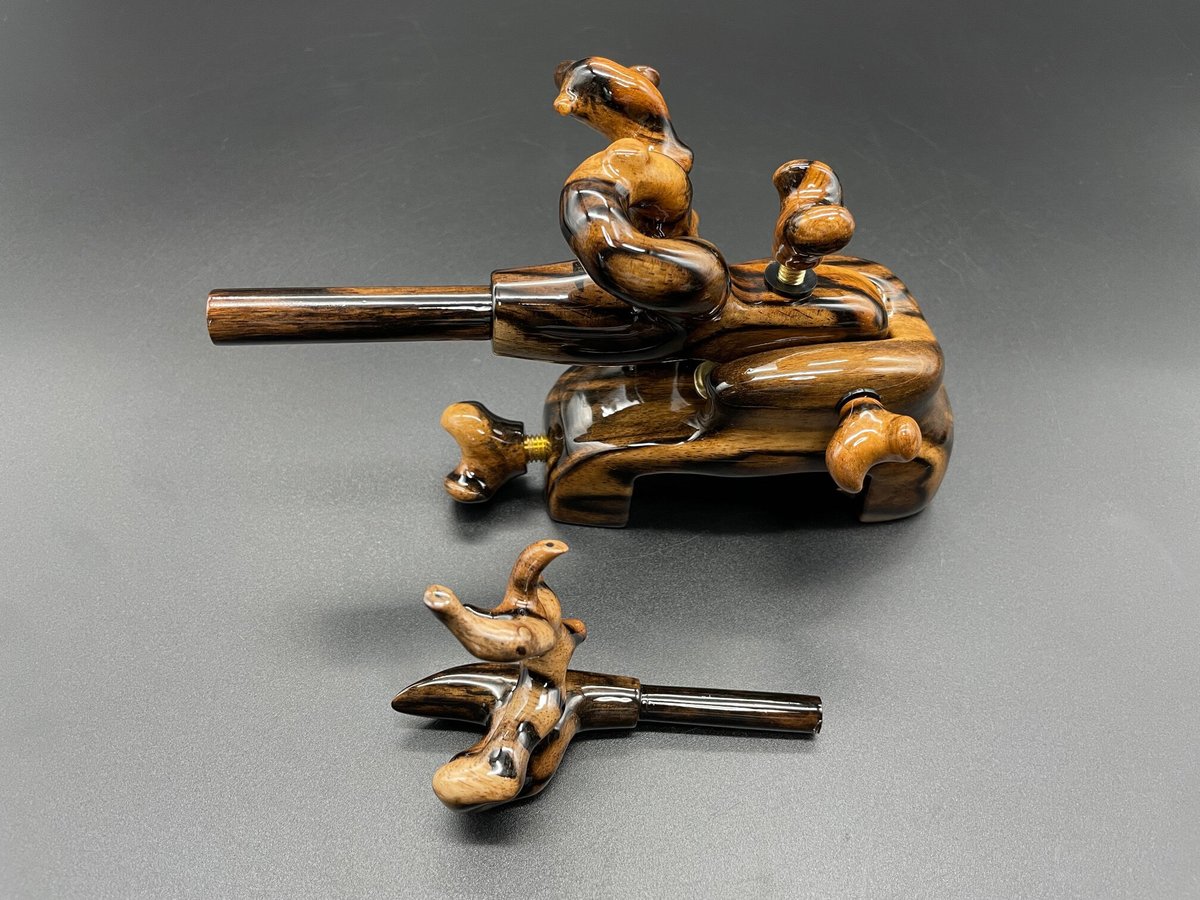 松村作 大砲万力 黒柿（縞）（中） | 長谷部釣具店