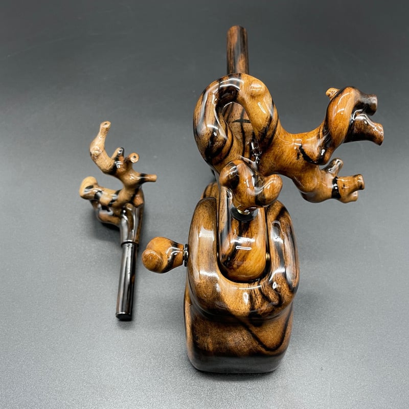 松村作 大砲万力 黒柿（縞）（中） | 長谷部釣具店