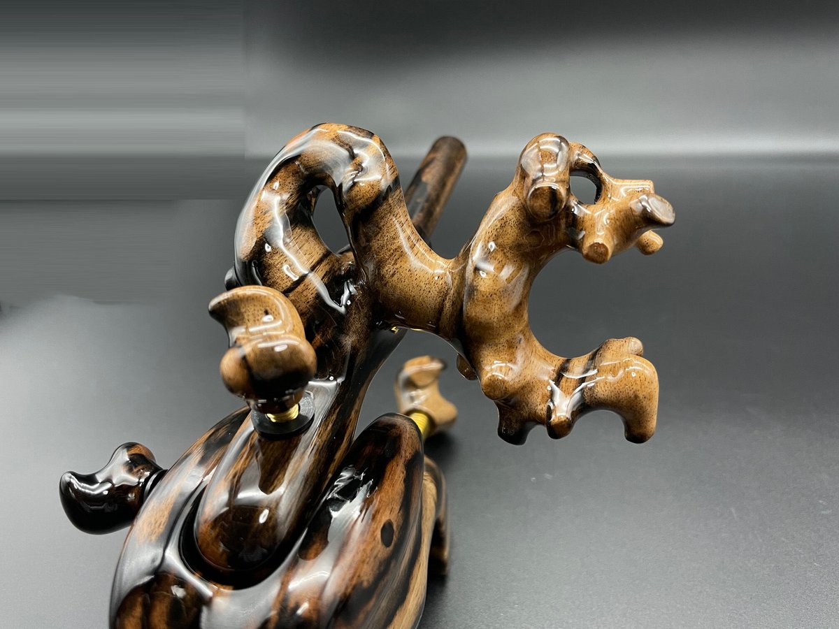 松村作 大砲万力 黒柿（孔雀）（大） | 長谷部釣具店