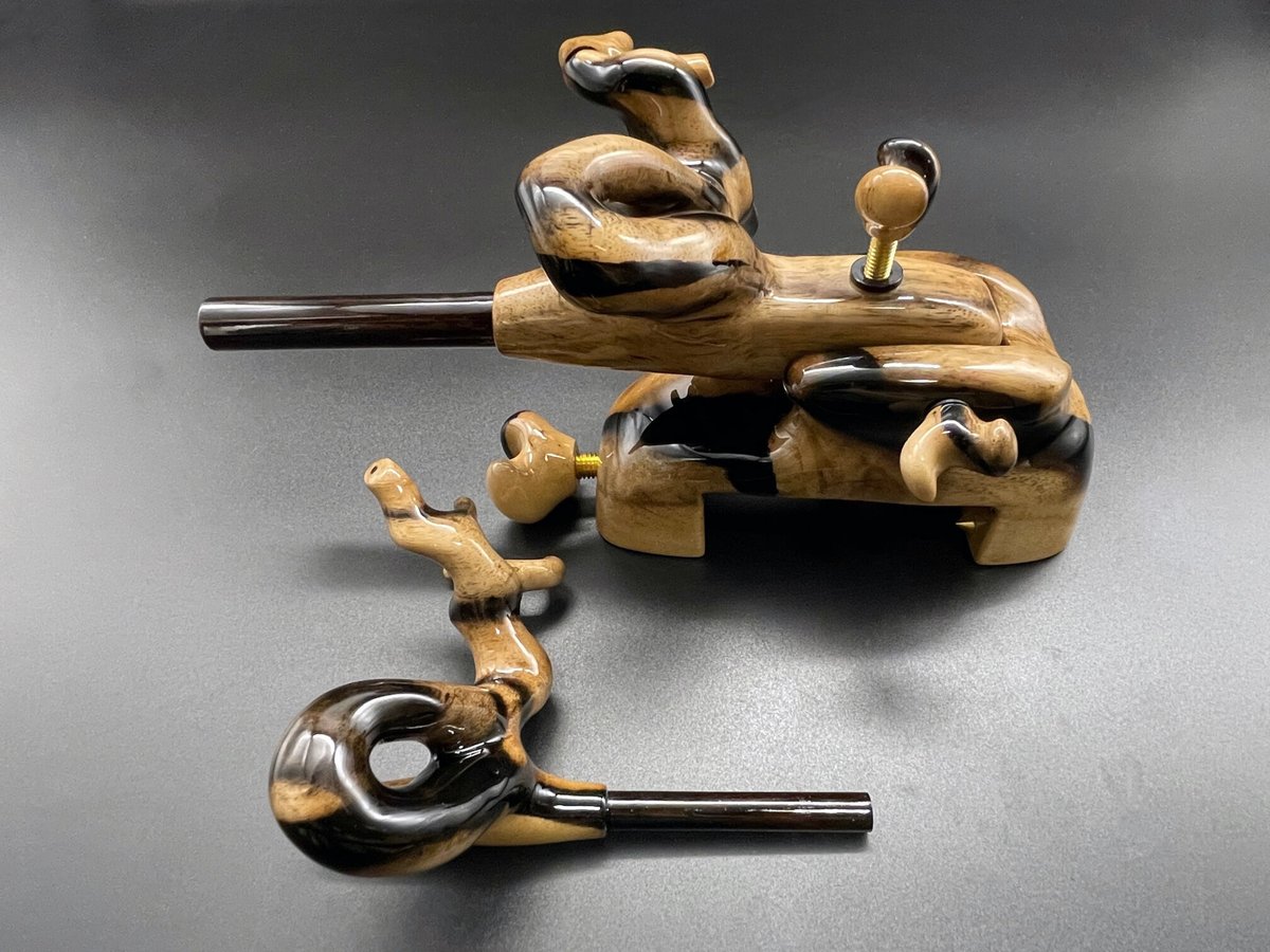 黒柿大砲万力 松村作 大砲万力 黒柿 縞（中） | 長谷部釣具店