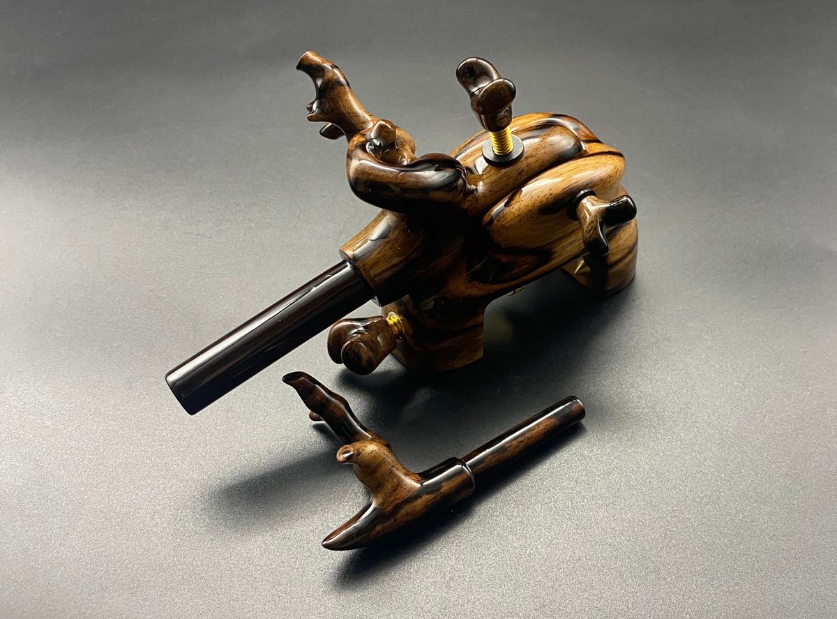 まろん　松村作　黒柿　大砲型万力　小型 松村作 大砲万力 黒柿縞（小小） | 長谷部釣具店