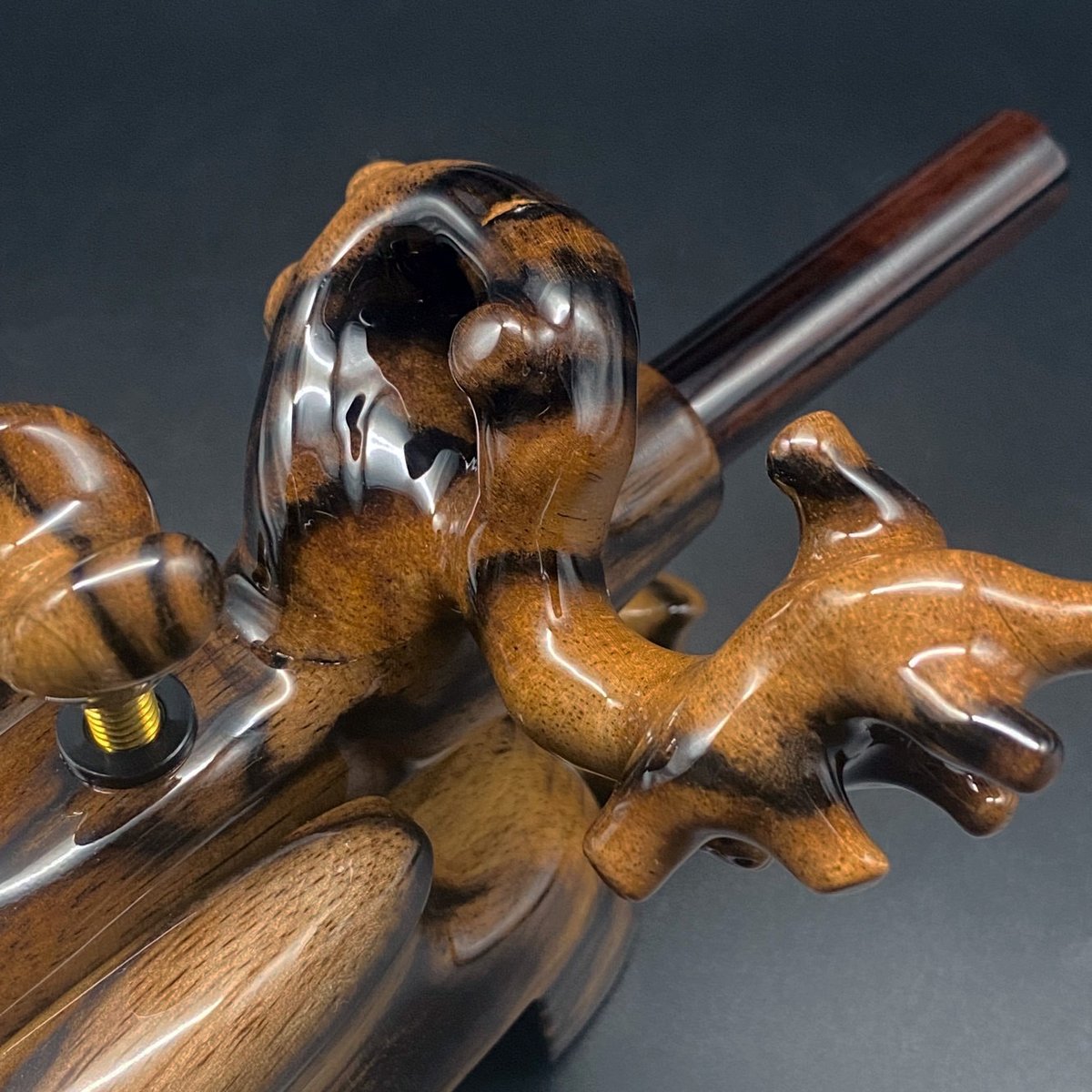 松村作 大砲万力 黒柿 縞（中） | 長谷部釣具店