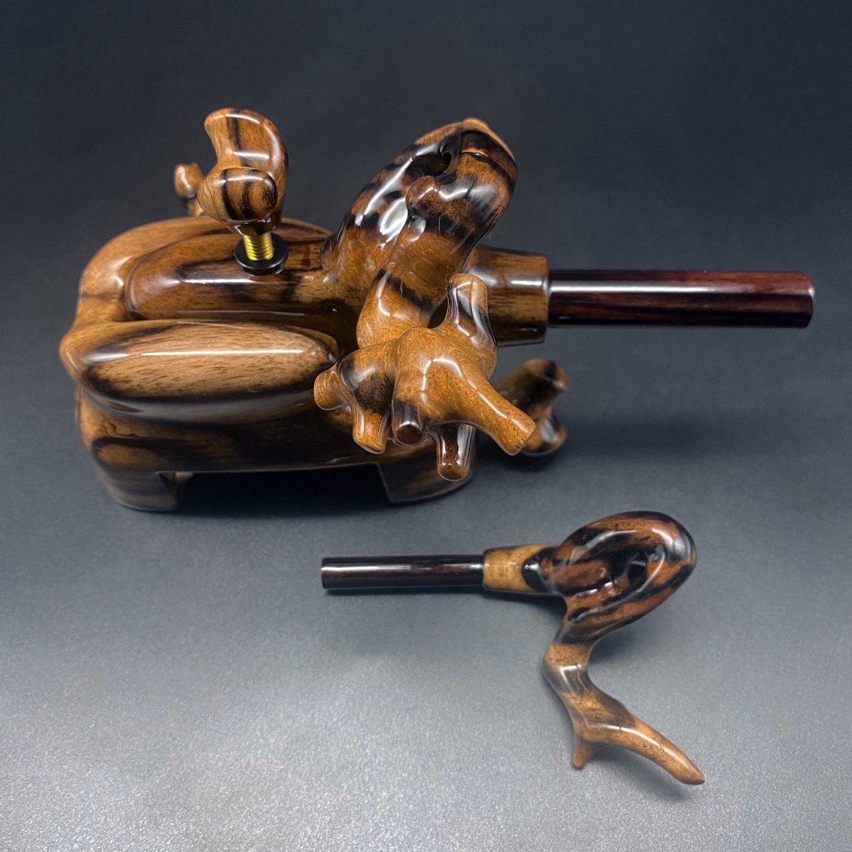 松村作 大砲万力 黒柿 縞（中） | 長谷部釣具店