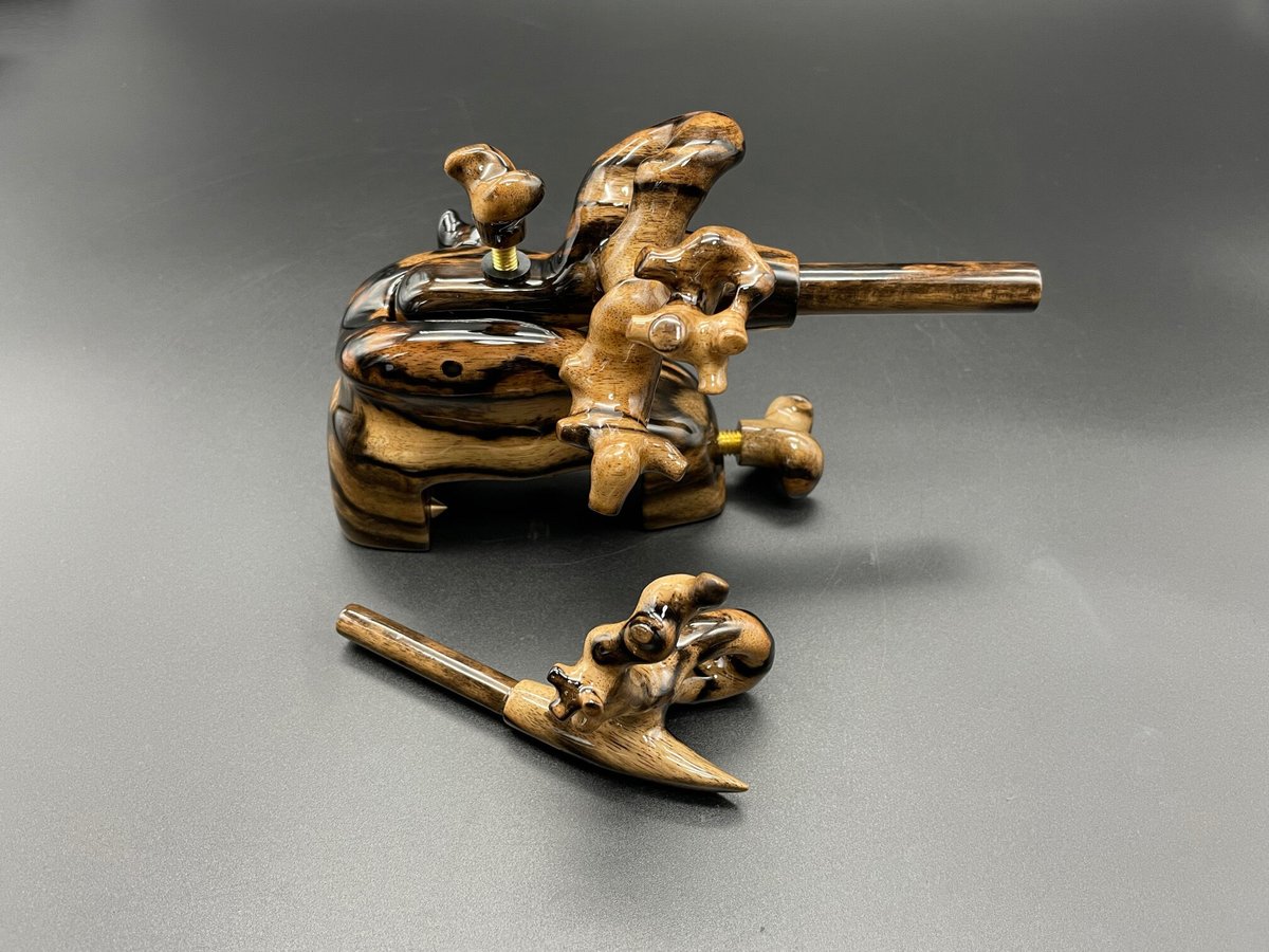 松村作 大砲万力 黒柿（孔雀）（大） | 長谷部釣具店