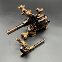 松村作　大砲万力　黒柿（孔雀）（大）