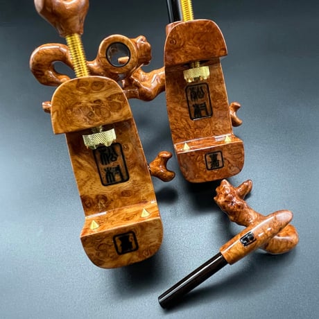 松村作　花梨（こぶ杢）　大砲万力（中）玉置台（中）