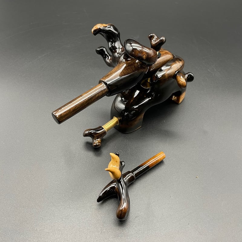 松村作 大砲万力 黒柿（ベタ黒）（小） | 長谷部釣具店