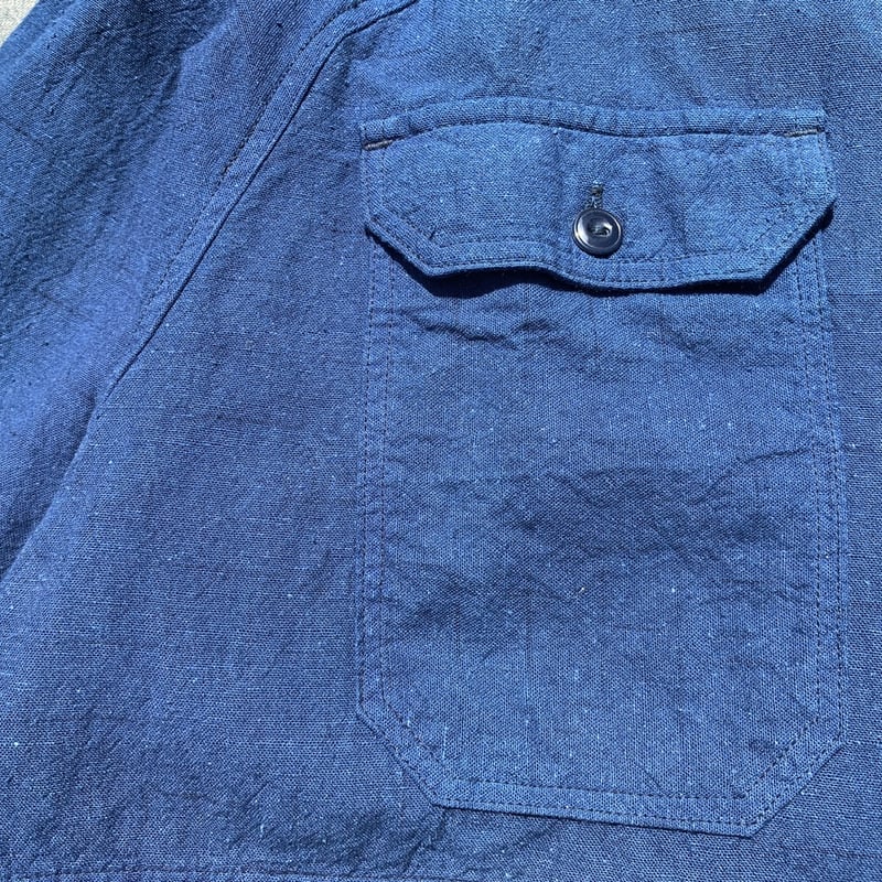 naoshiya 青かすりシャツ 日本の伝統生地で現代服を作る 「かすりのワークシャツ」 そめ