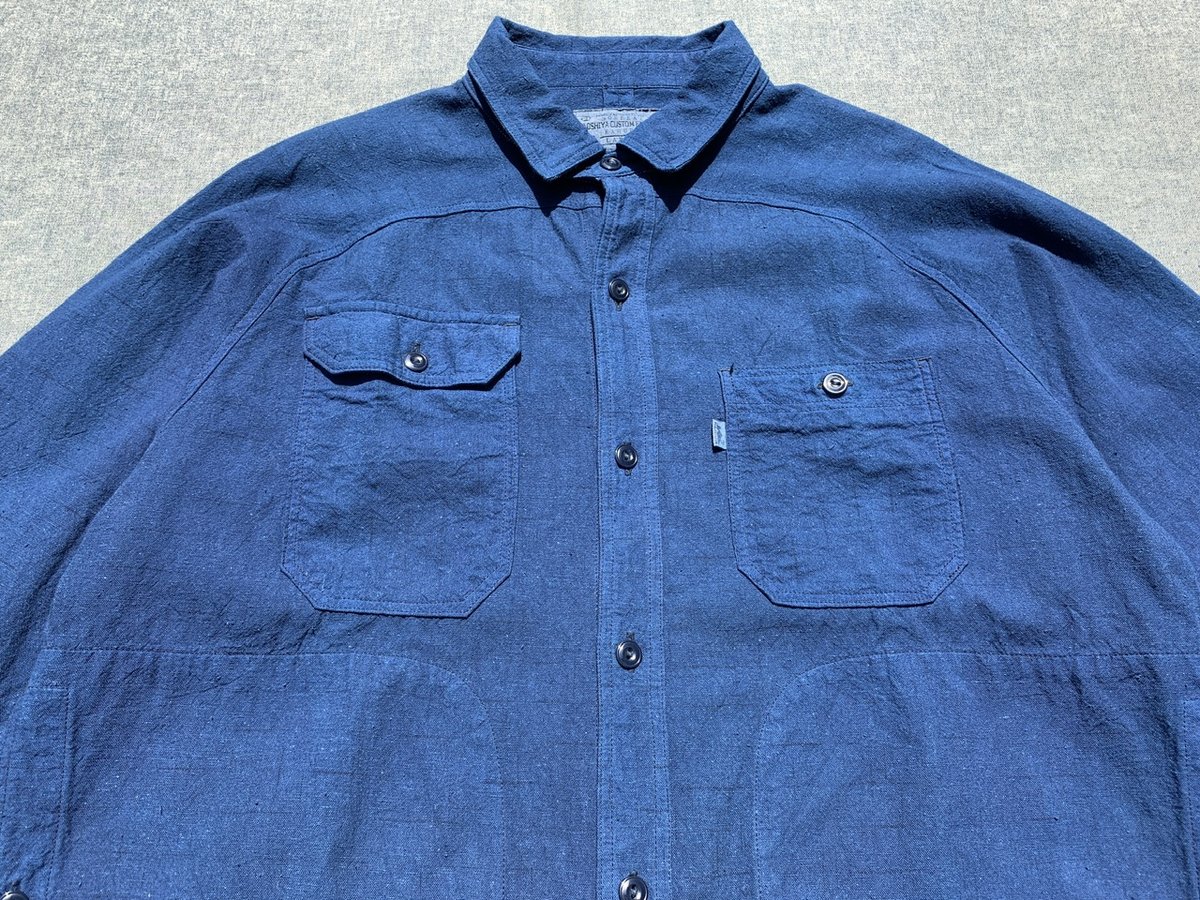 naoshiya 青かすりシャツ fit=scale-down,w=1200