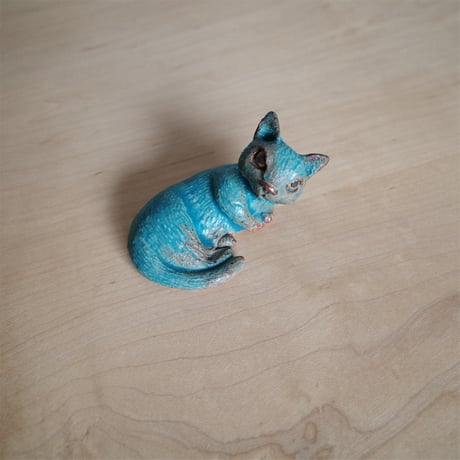 櫻井靖泰　箸置きにもなる子猫　ターコイズC