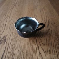 木村 年克　黒銀彩　輪花コーヒーカップ