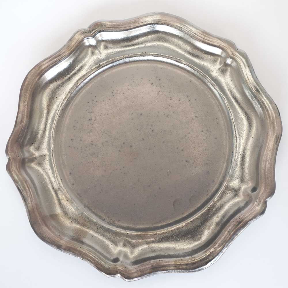 木村 年克 銀化鉄釉 花リム皿 | knot Online