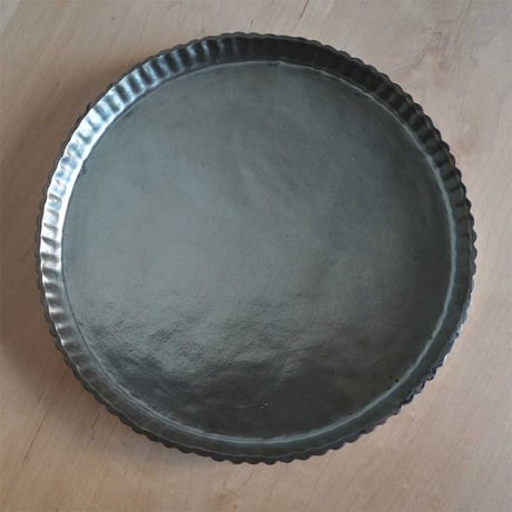 木村 年克　銀釉タルト皿 28cm