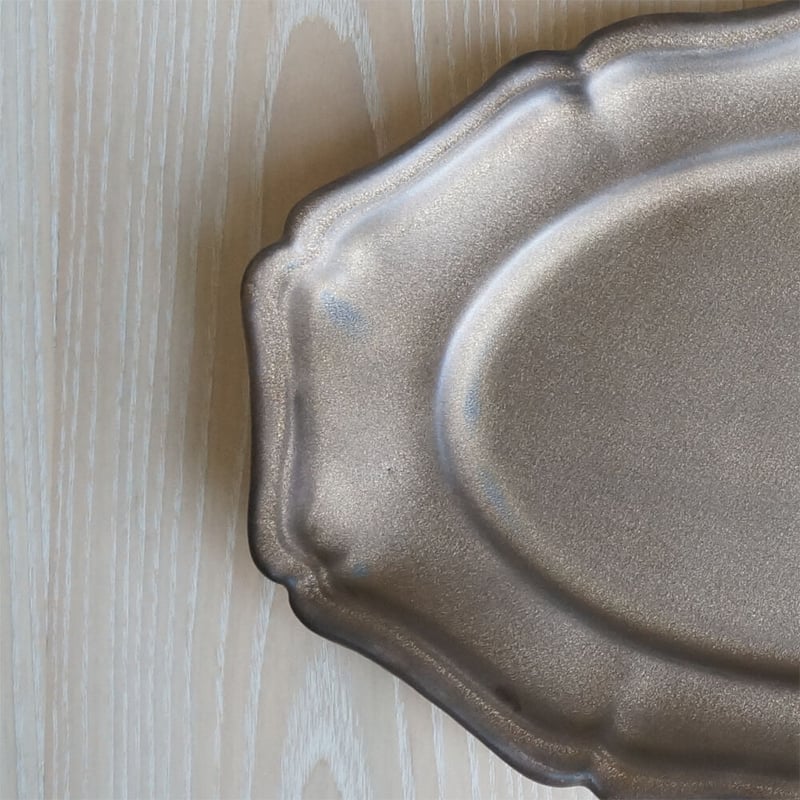 木村 年克 金釉 花リムオーバル皿 大 | knot Online