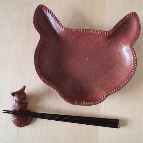 櫻井靖泰　猫鉢（茶）