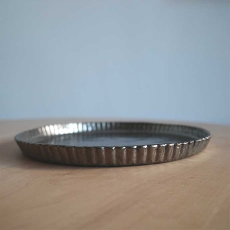 木村 年克　銀釉タルト皿 28cm