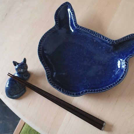 櫻井靖泰　猫鉢（青）